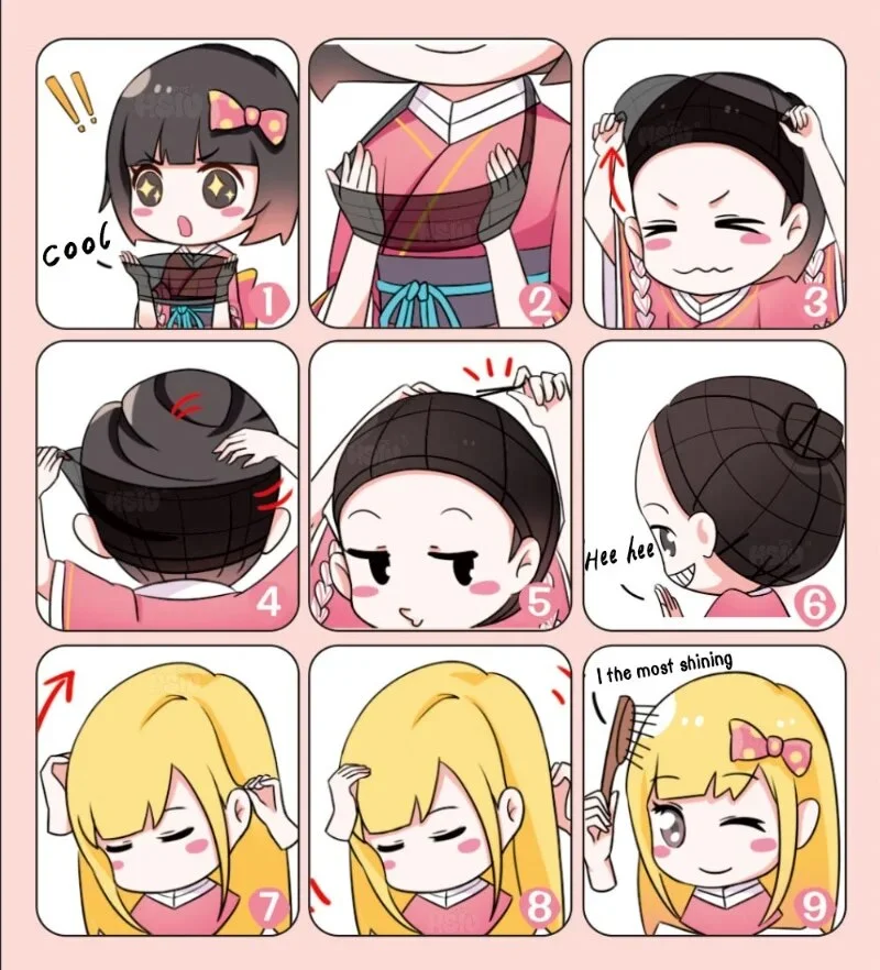 Anime Cosplay Perücke für Bocchi der Rock Hitori Gotoh langes glattes rosa Haar für Frauen Halloween Dress Up (Hitori Gotoh)