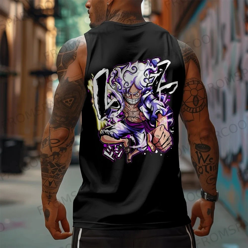 

Мужская летняя спортивная майка из хлопка с принтом аниме One Piece Луффи, свободного кроя, для спортзала