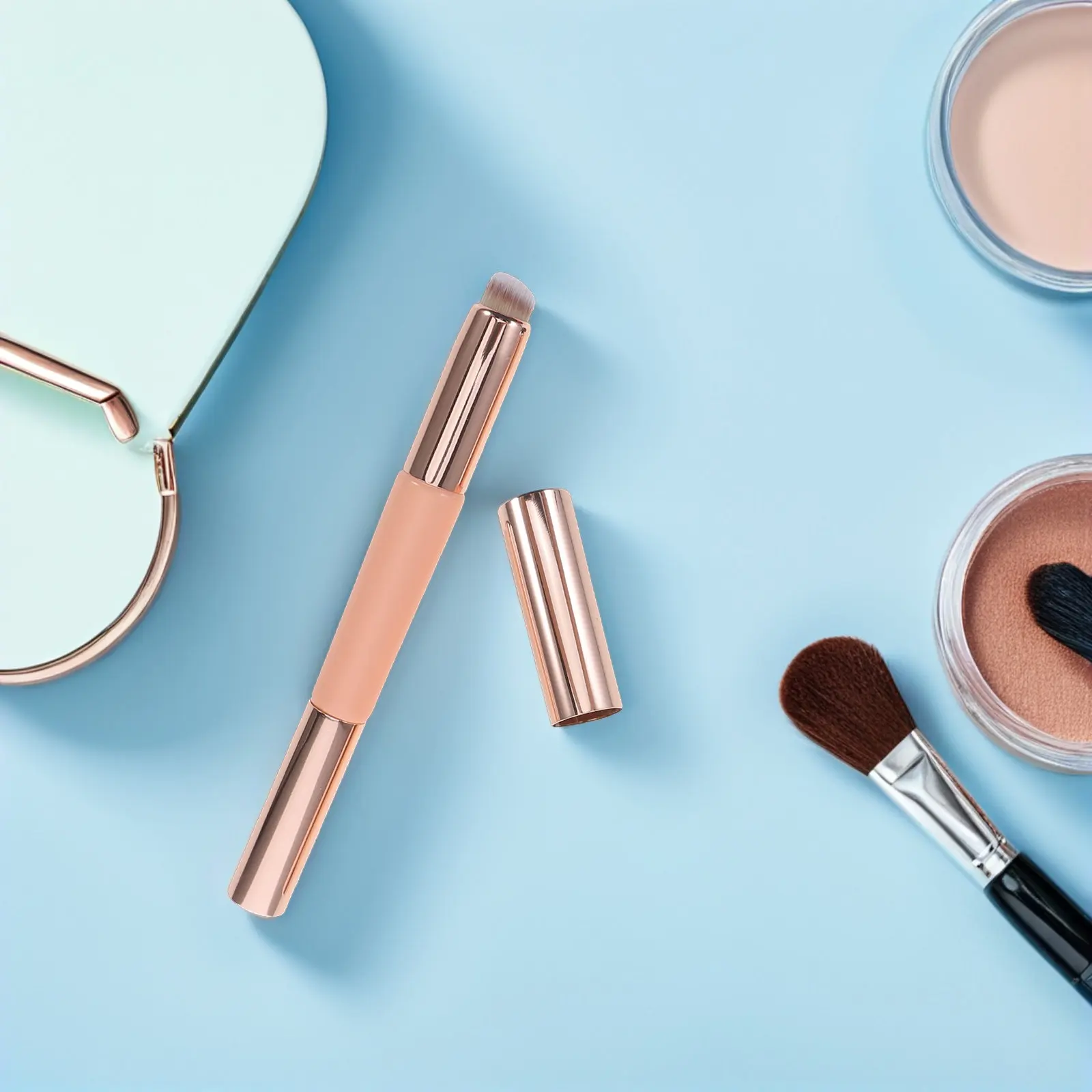 2Pcs Silicone Double Sided Lip Brush Concealer Applicator Set Adjustable Retractable Length Compact Travel Size for Lips Face