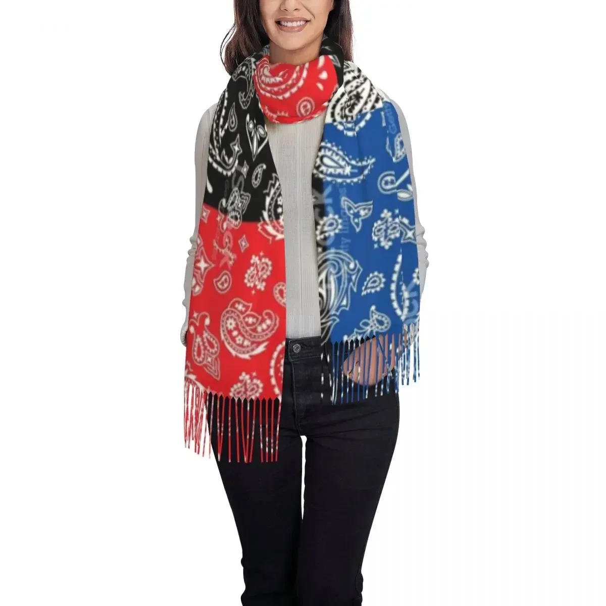 Customized Print Cool Colorful Bandana Pattern Scarf Men Women Winter Fall Warm Scarves Shawl Wrap