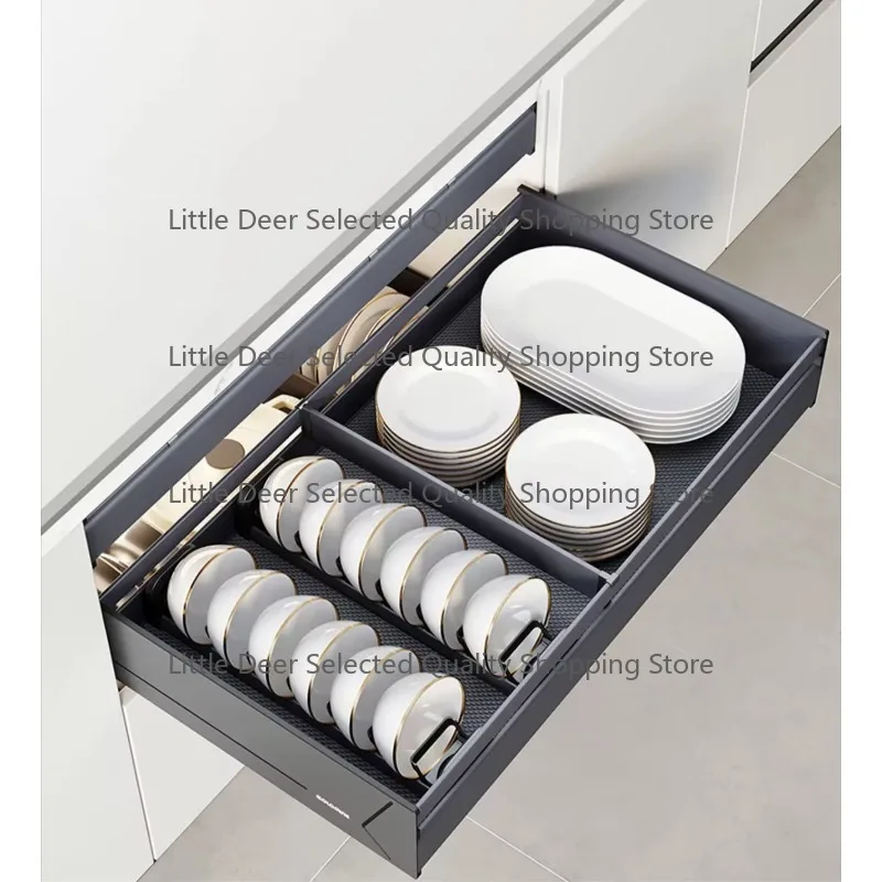 High End Cookware Pullout Baskets 2-drawers Slide Out Bowls Organizers for Cabinet Pullout Cabinet Organizers