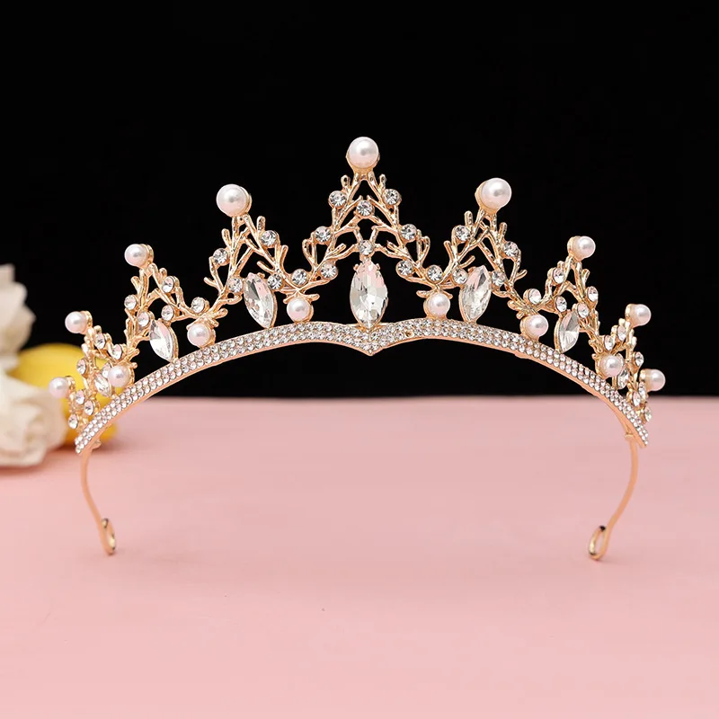 1pc new bridal crown gold fashion tree branch shape pearl crown wedding headdress crown