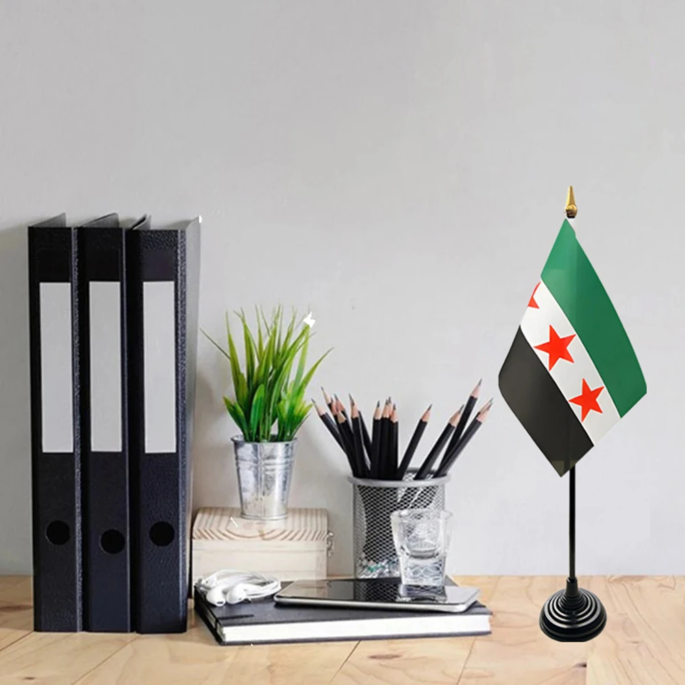 14x21cm Office Desk Flag Of Syria Banner The The Syrian Arab Republic Syrian Three Star Banner Two Specifications To Choose From