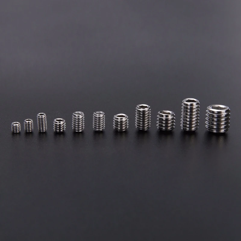 200Pcs 304 Stainless Steel Grub Screws Hex Socket Screw Assortment Kit Set M3/M4/M5/M6/M8