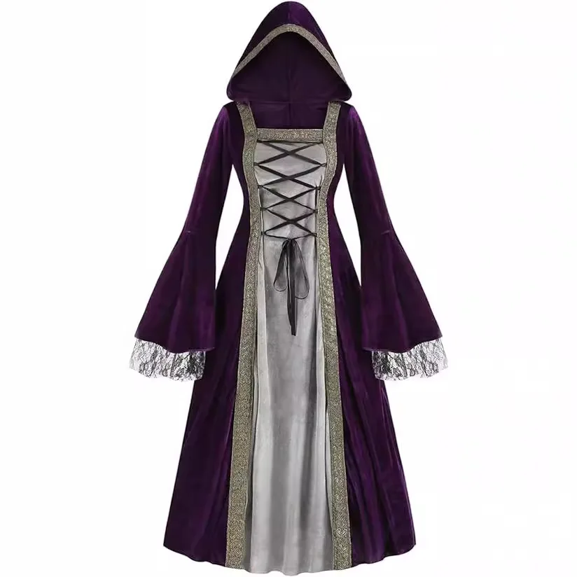 Womens Deluxe Velvet Renaissance Irish Dress Medieval Victorian Costume Dress Victoria Cosplay Retro Gown Fancy Long Dress