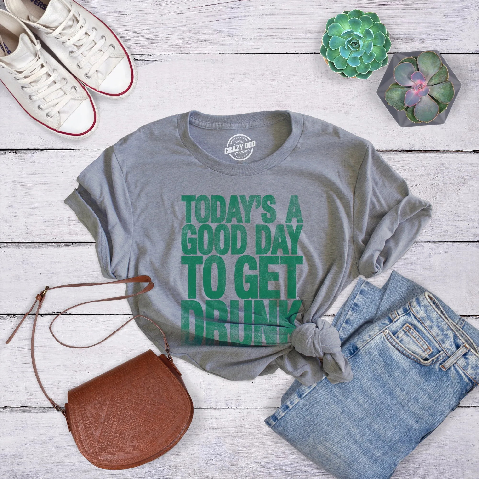 Womens Todays A Good Day To Get Drunk T Shirt St Patricks Girl Woman Irish Getting Funny Drinking