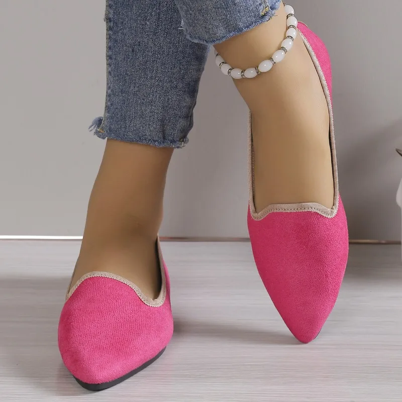 

Spring and Autumn High Quality Slip-on Women's Flat Shoes Fashionable Solid Color Pointed Toe Shallow Mouth Casual Low-top Shoes