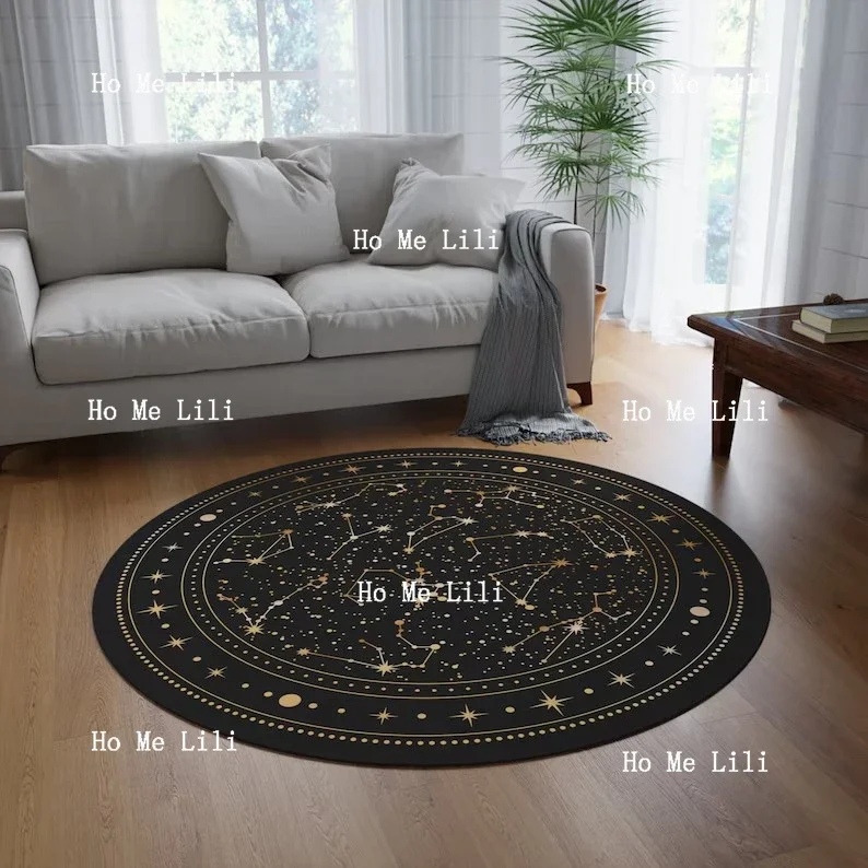 Celestial Area Astronomy Rug Vintage Mat Geometric Star Carpet