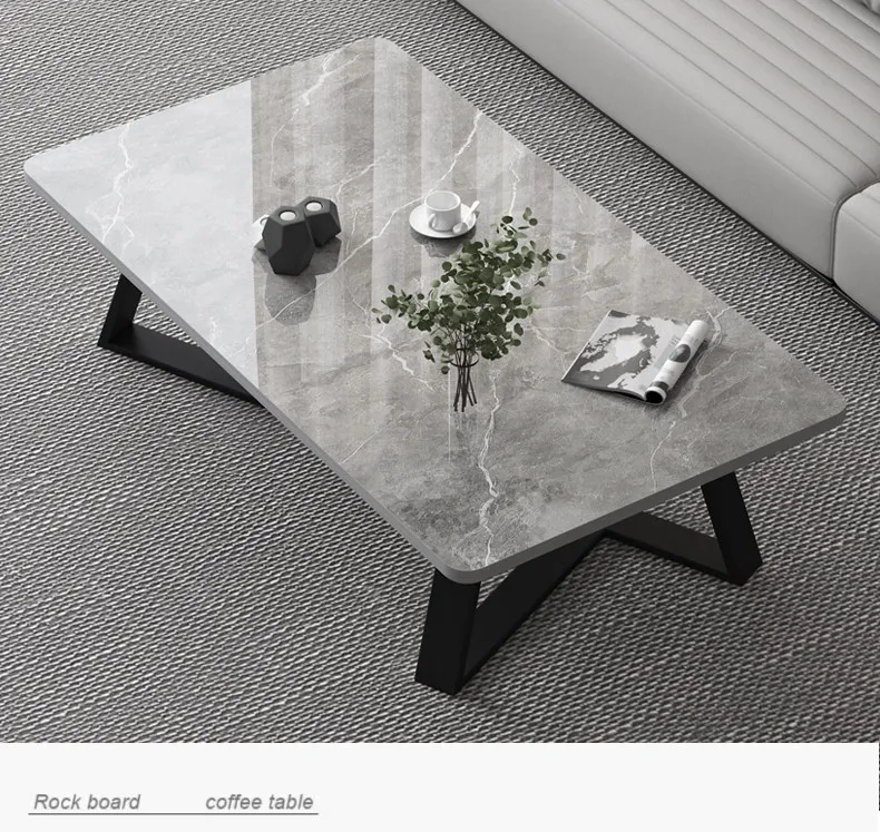 

Rock Slab Coffee Table, Household Living Room Rectangular Tea Table, New Light Luxury and High-end Sense