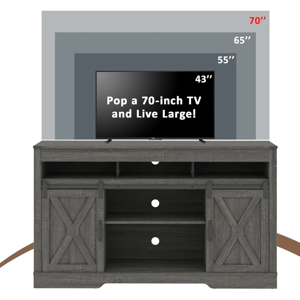 Rustikaler TV-Ständer mit Schiebetüren für 65-TVs – Aufbewahrungsschrank für Unterhaltungszentrum für das Wohnzimmer