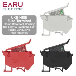 10 stks/partij Din Rail Terminal Blokken UK-5-HESI Zwarte Connector Schroef Zekering Klemmenblok Connector Schroef Zekeringhouder Dirigent