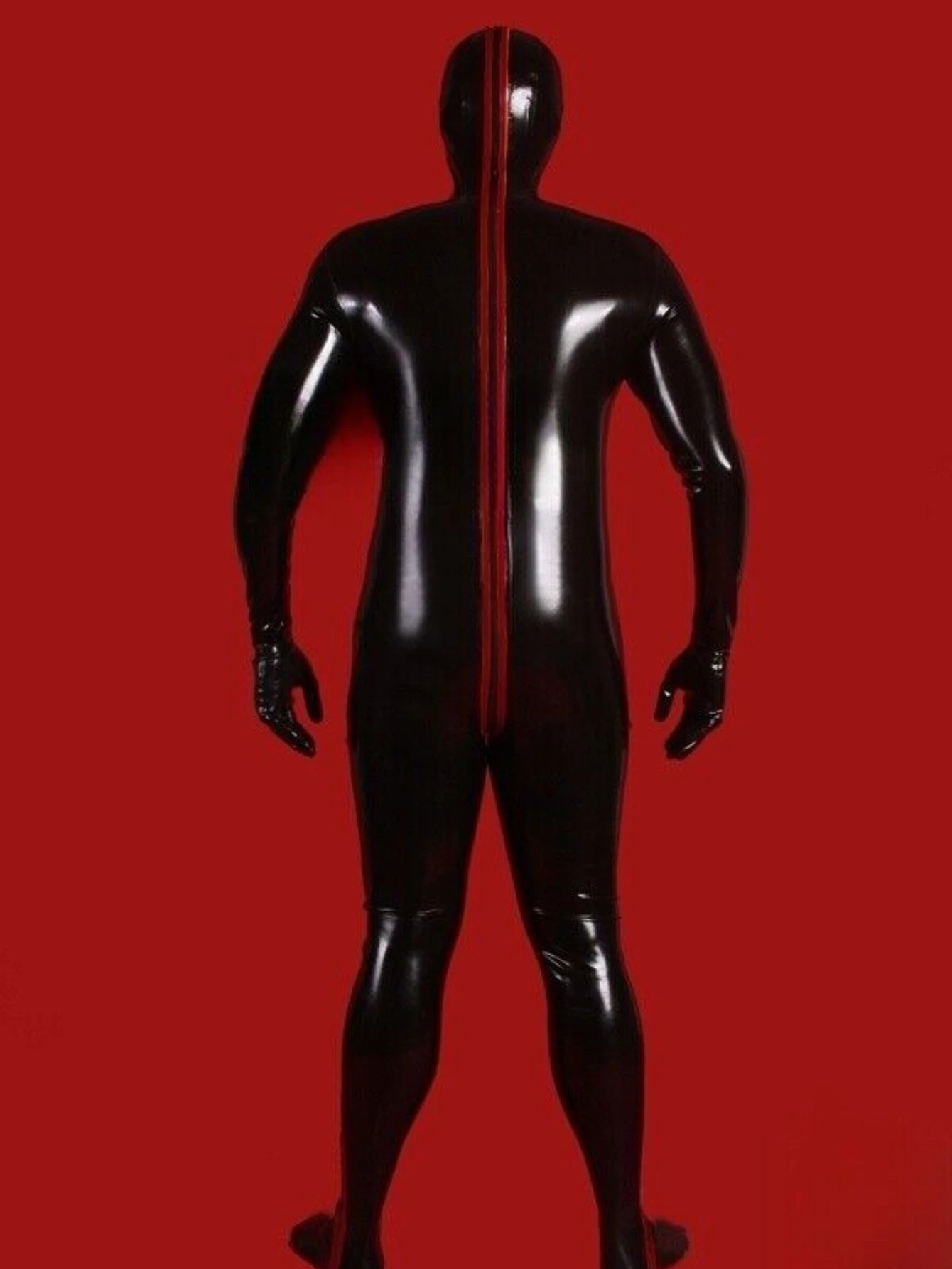 Latex Rubber Gummi Schwarz Catsuit Cosplay Bodysuit Zentai 0.4mm S-XXL