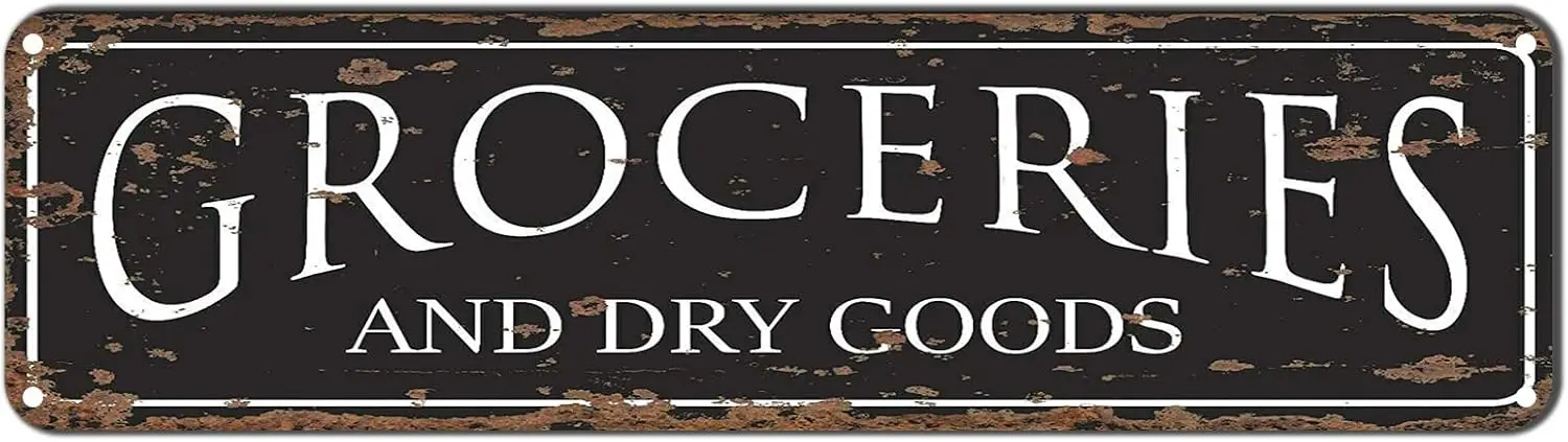 Retro Tin Sign Groceries & Dry Goods Wall Decor Bar Restaurant 4x16 Inch