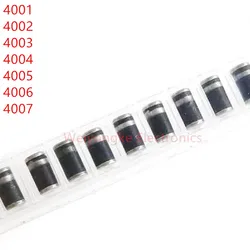 20PCS 1N4007 LL4007 SM4007 SM4001 SM4002 SM4003 SM4004 SM4005 SM4006 50V-1000V LL41 DO213AB Cylinder BLACK