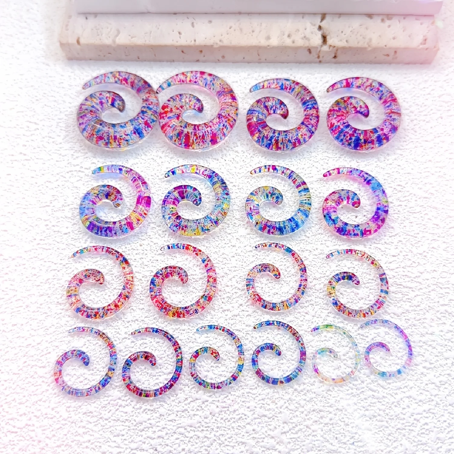 1PC Acrylic Punk Hip-Hop Style Snail Ear Stretching Plugs Blue Pink Yellow Dot Pattern Elegant Unique