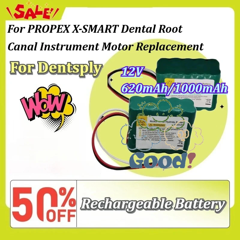 

12V 620mAh/1000mAh Rechargeable Ni-MH Battery for Dentsply PROPEX X-SMART Dental Root Canal Instrument Motor Replacement