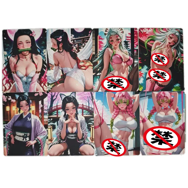

8 шт./компл. сексуальная карта Demon Slayer Nezuko Butterfly Ninja Kanroji Mitsuri телесная карта 18+ ACG аниме богиня коллекция карты игрушки подарки