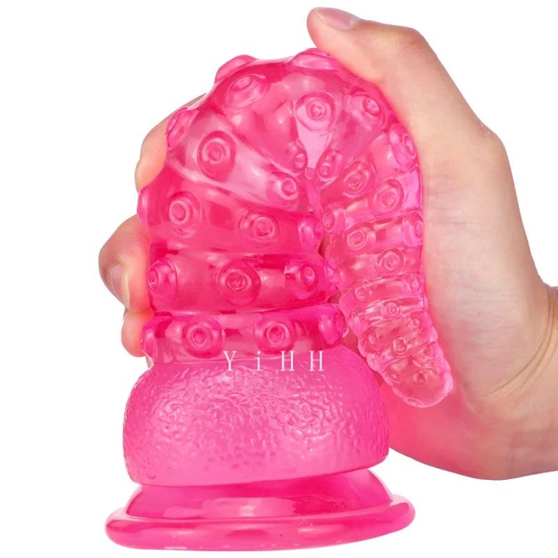 Pink anal plug Jelly dildo Vaginal plug Anal beads Prostate massage big butt plug sex toys for men women Female Masturbator view 3