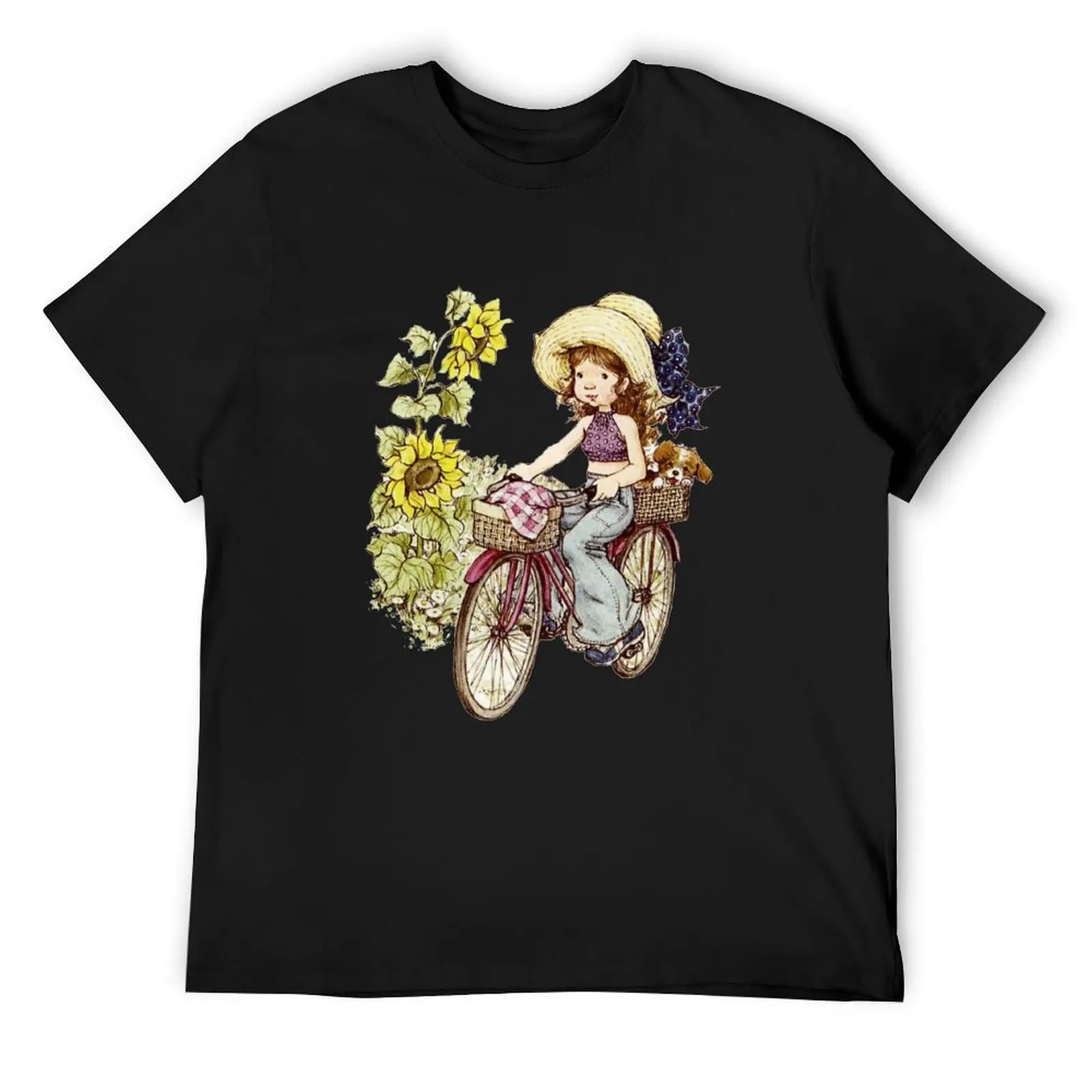 Sarah kay - Girl with bicycle T-Shirt Aesthetic clothing korean fashion summer top animal prinfor boys Men's clothing