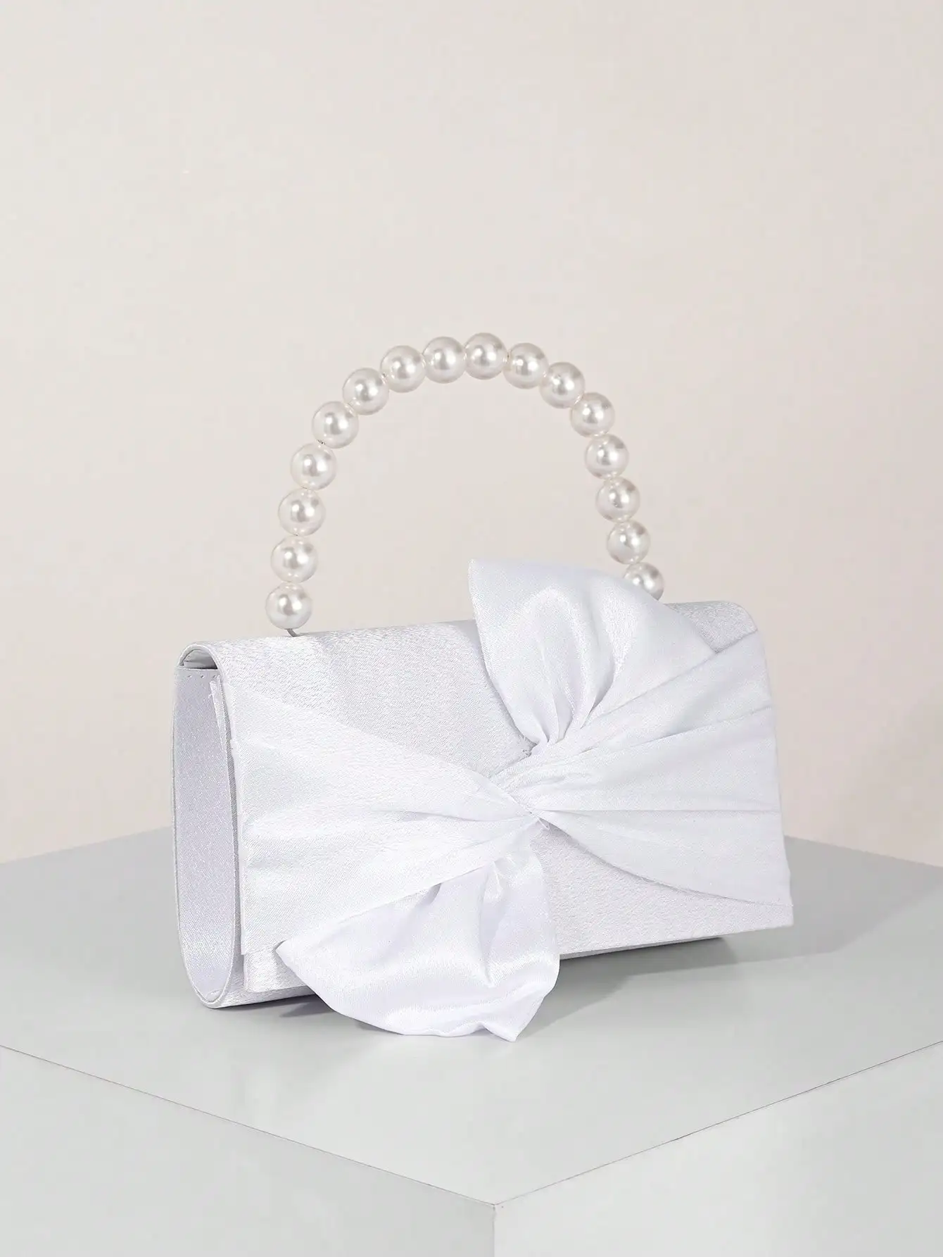 حقيبة سهرة نسائية أنيقة بفيونكة من اللؤلؤ الصناعي - محمولة باليد، مثالية لحفلات الزفاف/الحفلة الراقصة/الحفلات/المناسبات الرسمية #2