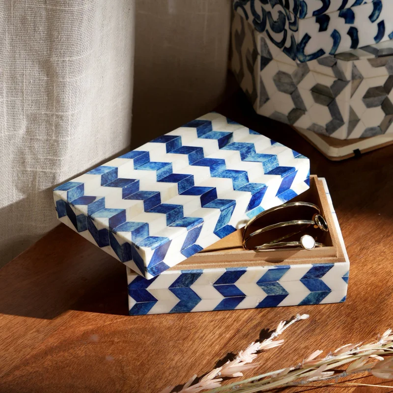 

Zany Zigzag Bone & MDF Box — современное декоративное решение для хранения-6X4X2,5
