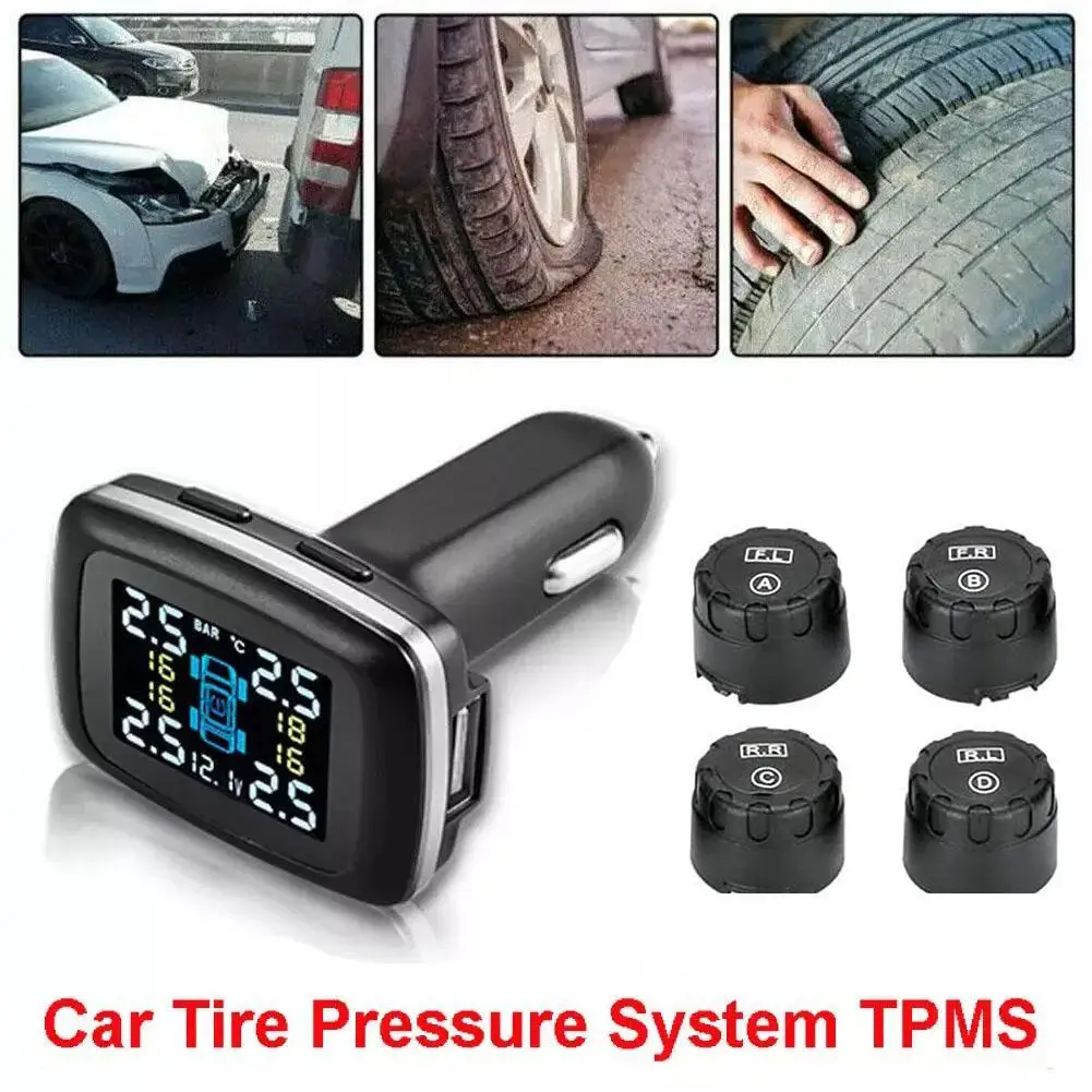 

Universal Car TPMS Cigarette Lighter Digital Display Sensor Auto Tire Abnormality Security Alarm With 4 Sensors