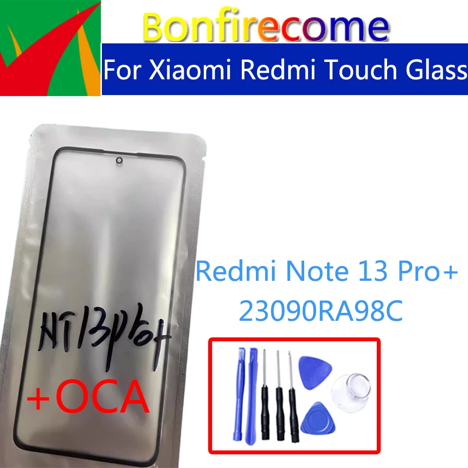 Replacement For Xiaomi Redmi Note 13 Pro+ Touch Screen Panel Front Outer Glass LCD Lens With OCA Glue