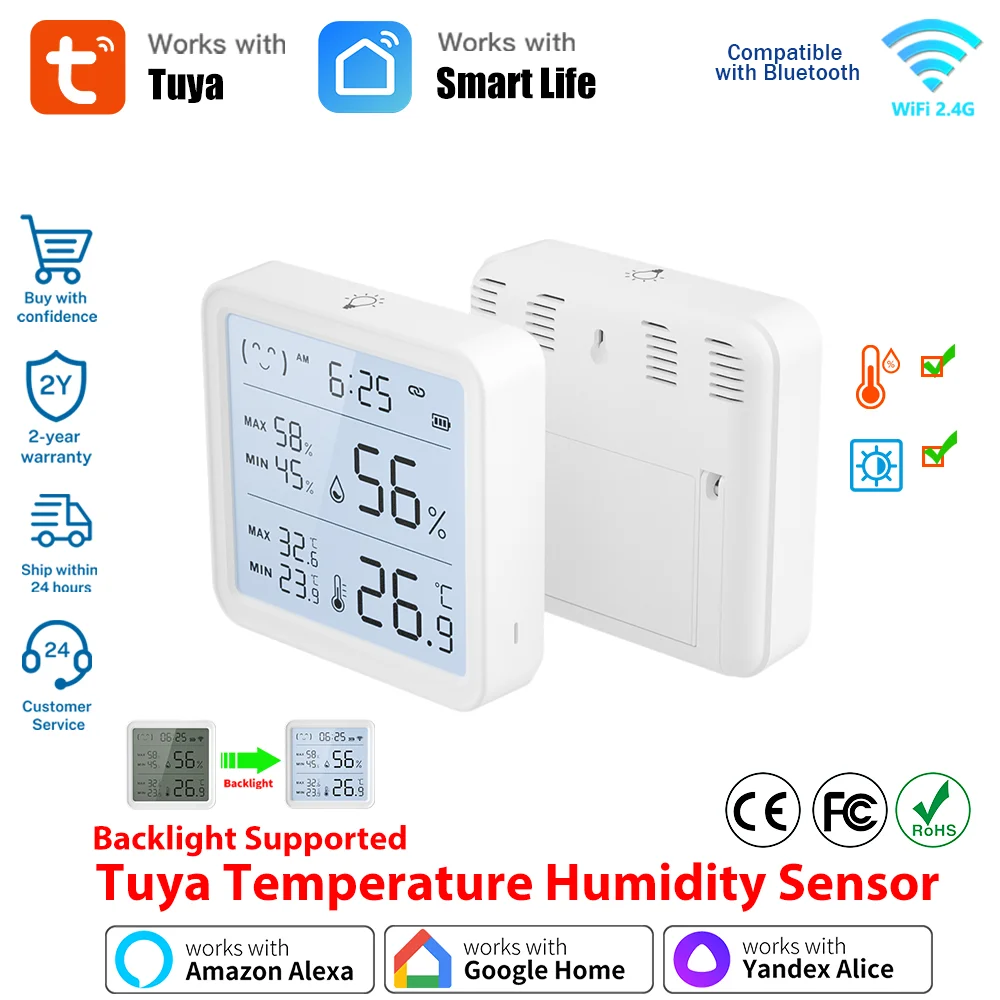 

Tuya WiFi Temperature Humidity Sensor Smart Home Hygrometer Thermometer via Smart Life APP Work with Alexa Google Home
