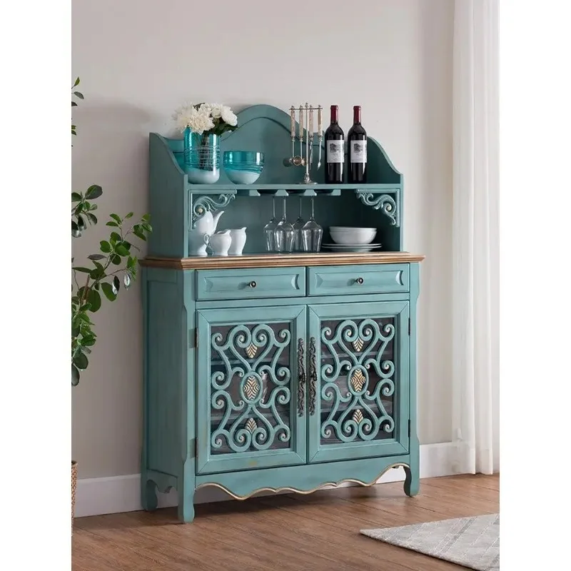 

Американский ретро-шкаф для столовой в средиземноморском стиле, с тремя ящиками и тремя дверцами, для хранения вещей в гостиной и на кухне.