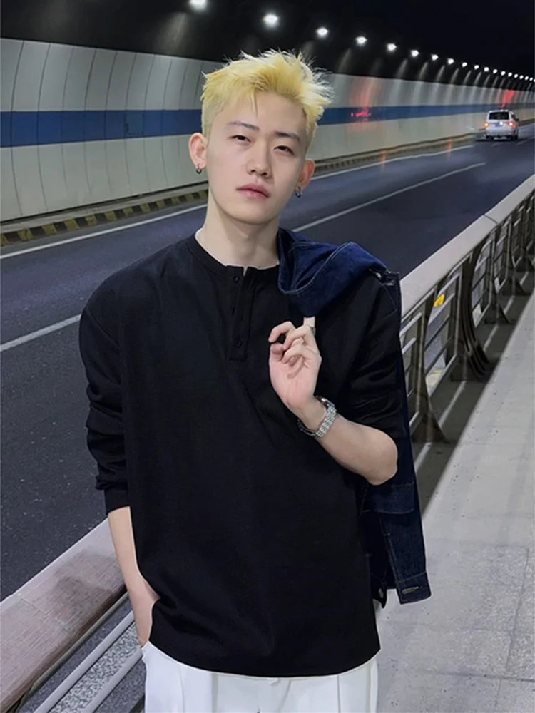 

Мужской свитшот Cleanfit с воротником хенли и длинными рукавами, весенне-осенний, в американском стиле, базовый слой, модный и стильный