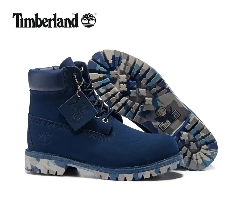 Botas clásicas TIMBERLAND de camuflaje a la moda para actividades al aire libre Martin para hombre y mujer, zapatos informales impermeables de calle gris hasta el tobillo de cuero de alta calidad