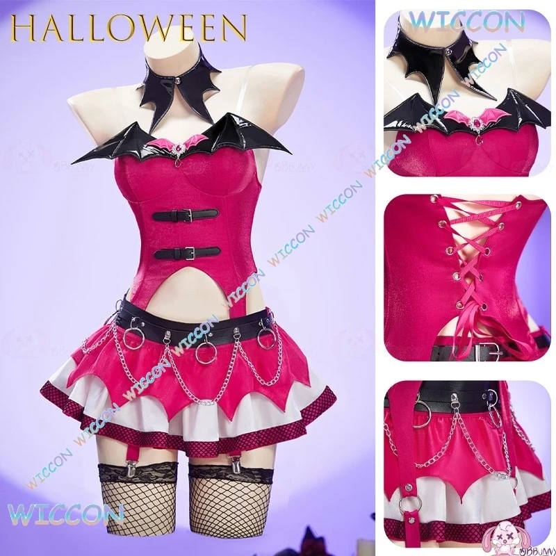 

Ynot@Rose Red Vampire Idol Mini Dress Cosplay Costume Anime Game Character Outfit Bat Halloween Sexy Jirai Kei Christmas Kawaii