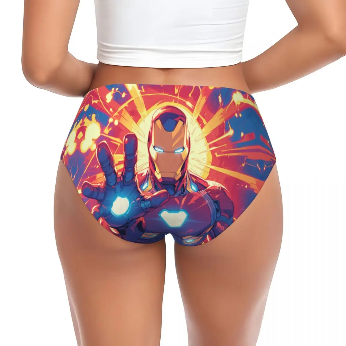 Custom Womens Iron Man Cool Panties Underwear Female Stretch Briefs Underpants