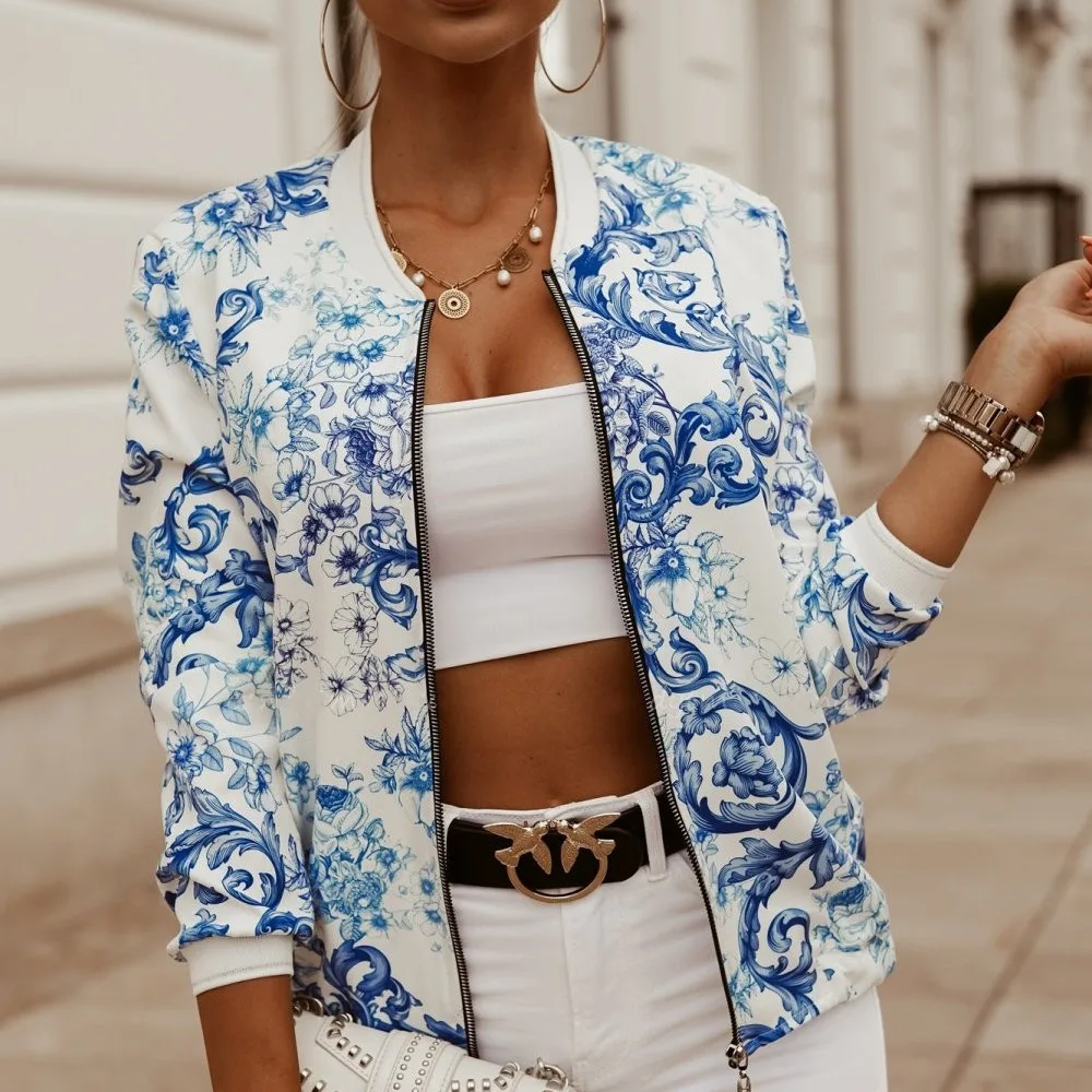 

Women's Clothing Autumn And Winter Slim-fitting Long-sleeved Printed Short Jacket Small Jacket 2026 New Product Trend Street F