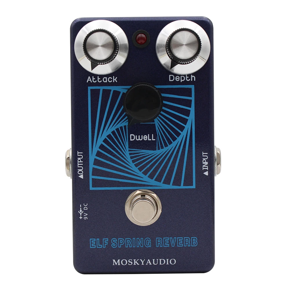 Reverb Processing Pedal for MOSKYAUDIO For ECHO with Analog-Digital Spring Emulation Attack Knob and True Bypass Circuitry