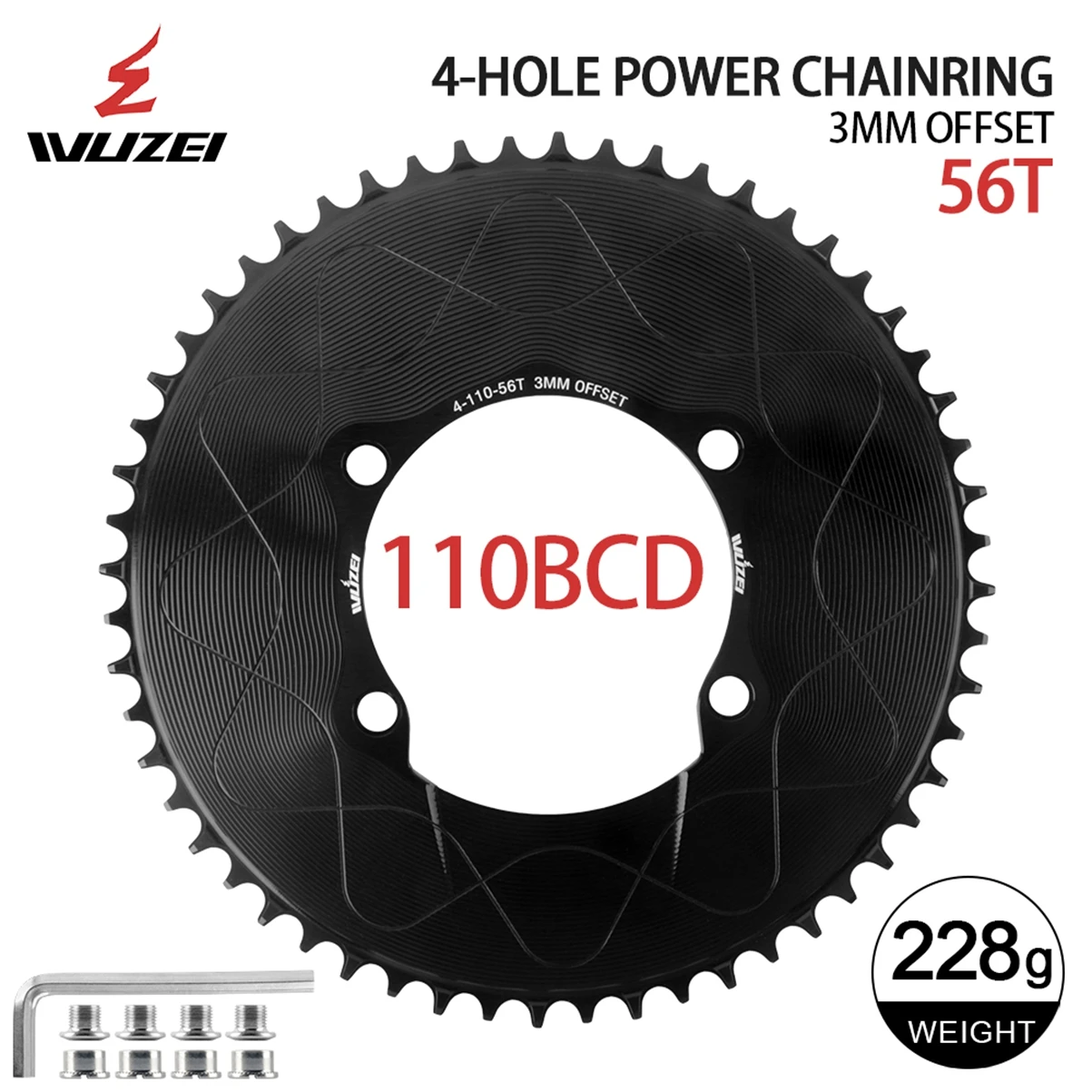 WUZEI 110BCD Rennrad Kettenblatt 8 9 10 11 12S Fahrrad Kettenblatt 40T 48T 58T Schmales breites Kettenrad für Shimano R7000 R8000 R9100