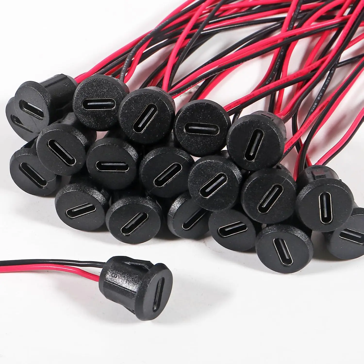 20pcs Type-C Female Chassis 2 Pin Direct Crimp USB Female Chassis C Connector Jack Female Charging Port 3A USB-C Charger Plug