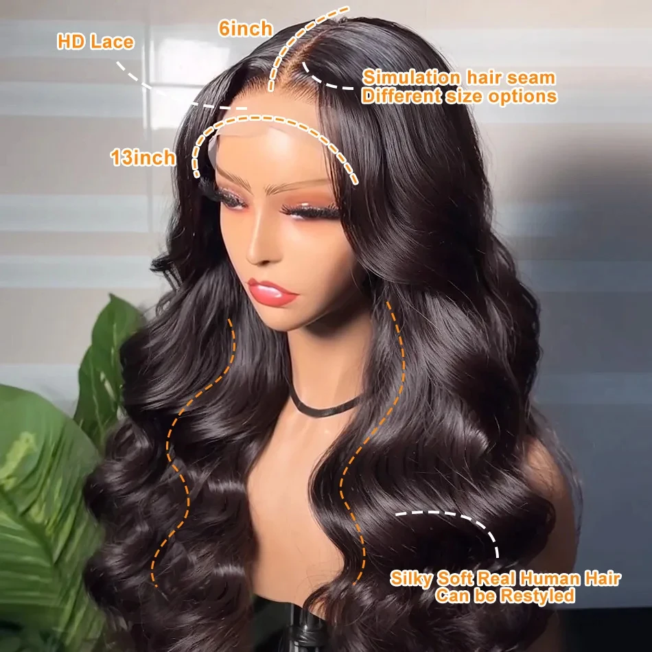 

30-40-дюймовые парики HD Body Wave с фронтальной кружевной вставкой 13x4/13x6, из натуральных волос, с эффектом Loose Water Wave, без клея, с кружевной вставкой 5x5, плотность 230%