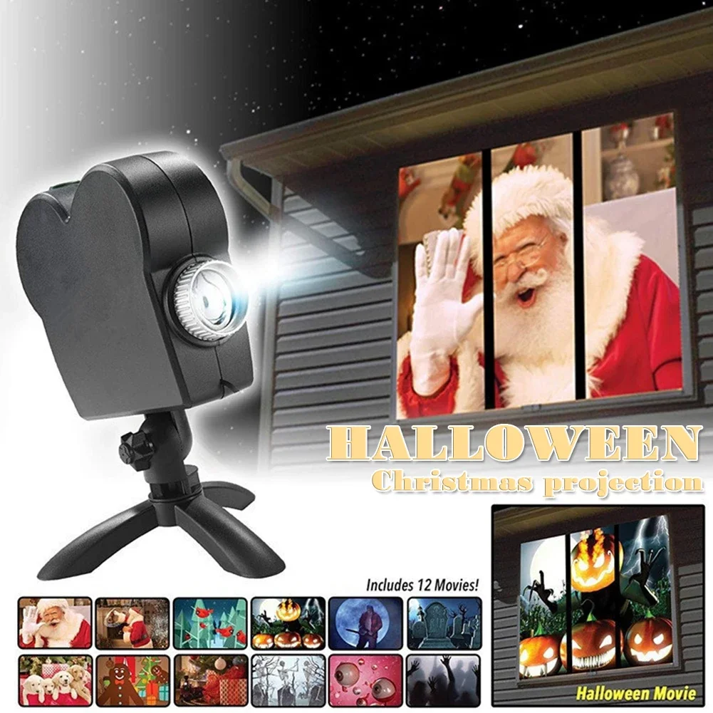 Christmas Festival Scenes Projector Night Light Outdoor Halloween Projection Lamp Home Christmas Festivals Party Decoration