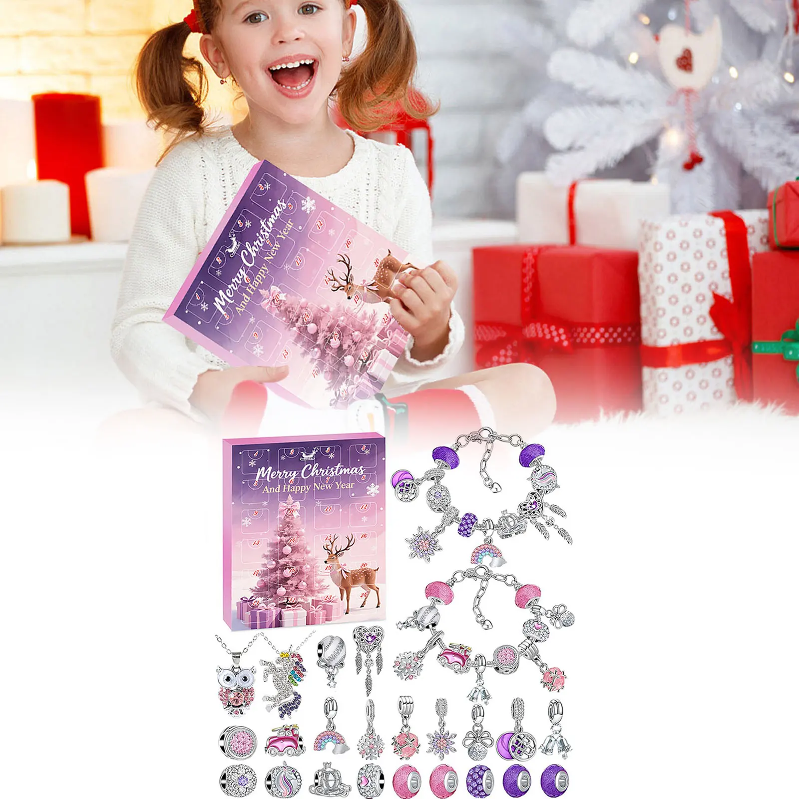 Interval Clock Timer Christmas Advent Calendar Bracelets For Girls 24 Days Xmas Countdown Toothbrush Timer for Kids 1 Minute