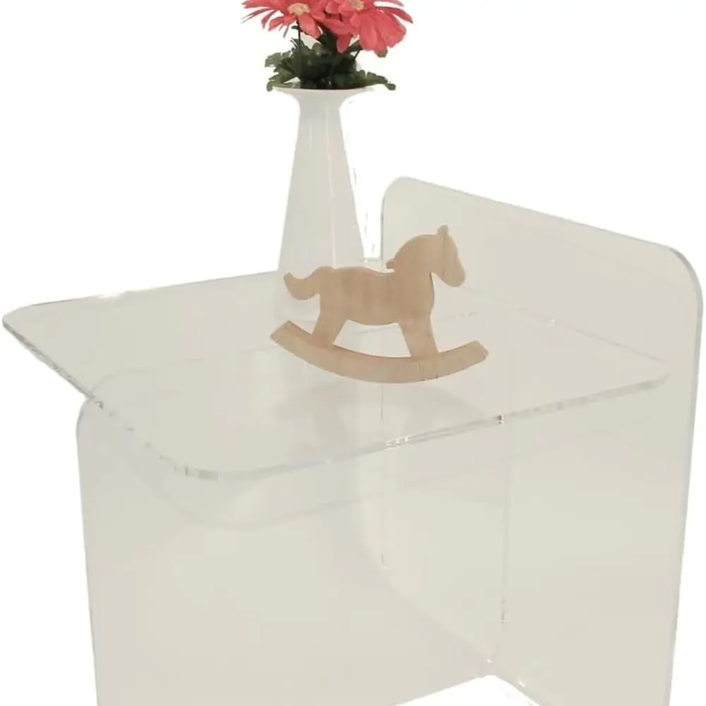 Contemporary Transparent Acrylic Side Table with Storage for Living Spaces, Offices, Bedrooms, and Home Decor