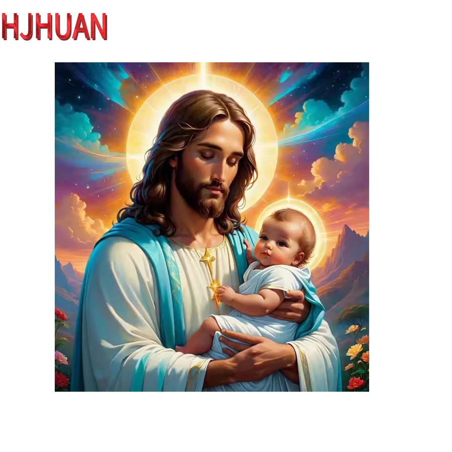 

Diy Diamond Painting Religious figure, baby, portrait Full Round Square Drill Mosaic Art Pictures Home Decoration Birthday Gift