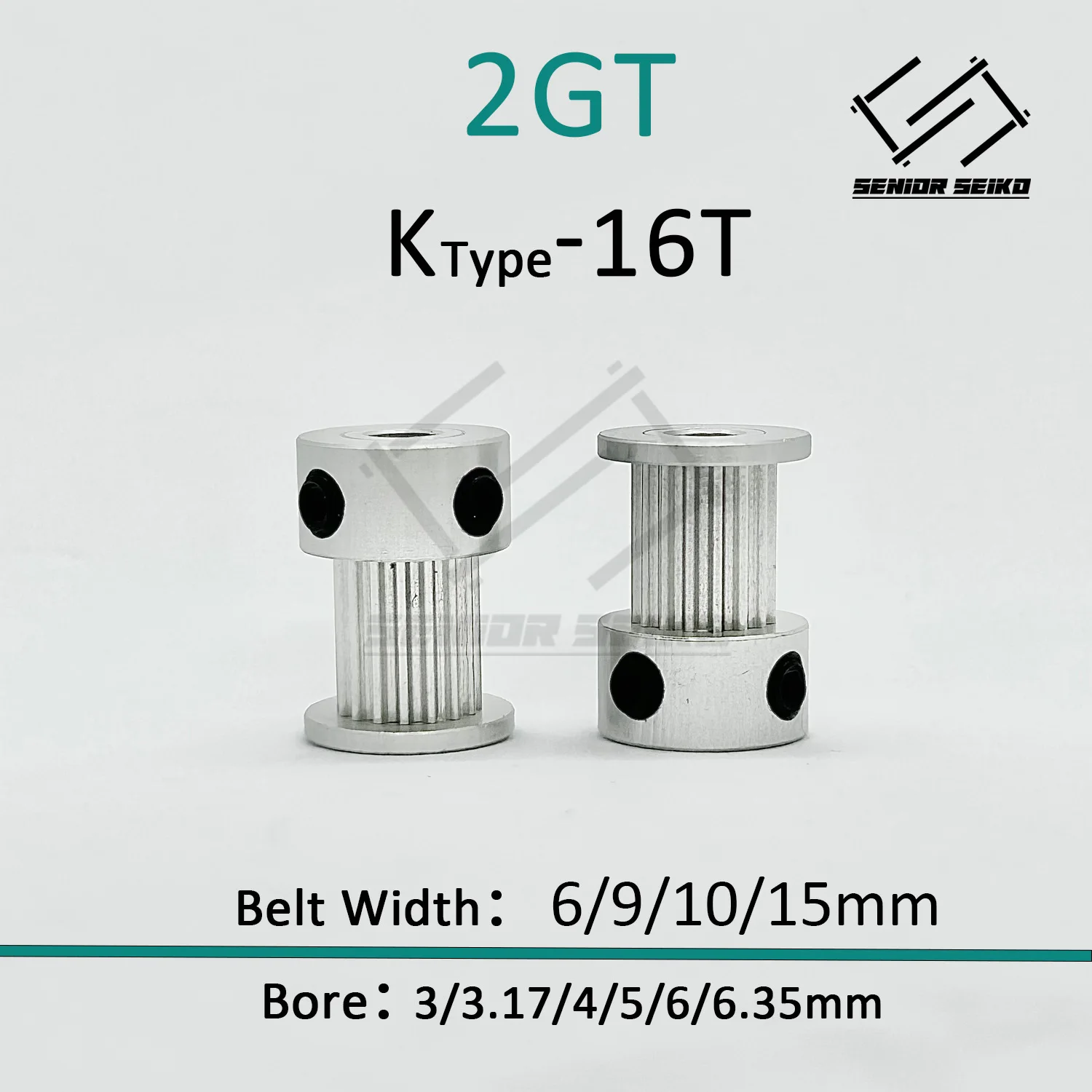 

2GT 16 Teeth K type 2MGT Timing Belt Width 6mm 9mm 10mm 15mm 2GT Timing Pulley Bore 3/3.17/4/5/6/6.35mm For 3D Printer CNC Parts