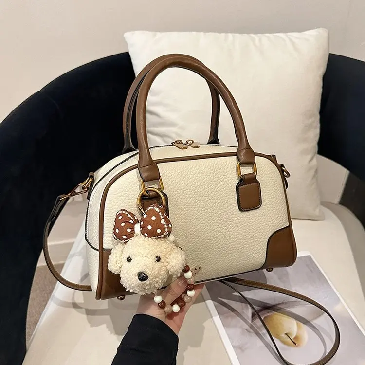 

New Fashionable Retro Shoulder Bag, European and American Style Splicing Handbag, Trendy High-end Versatile Messenger Bag