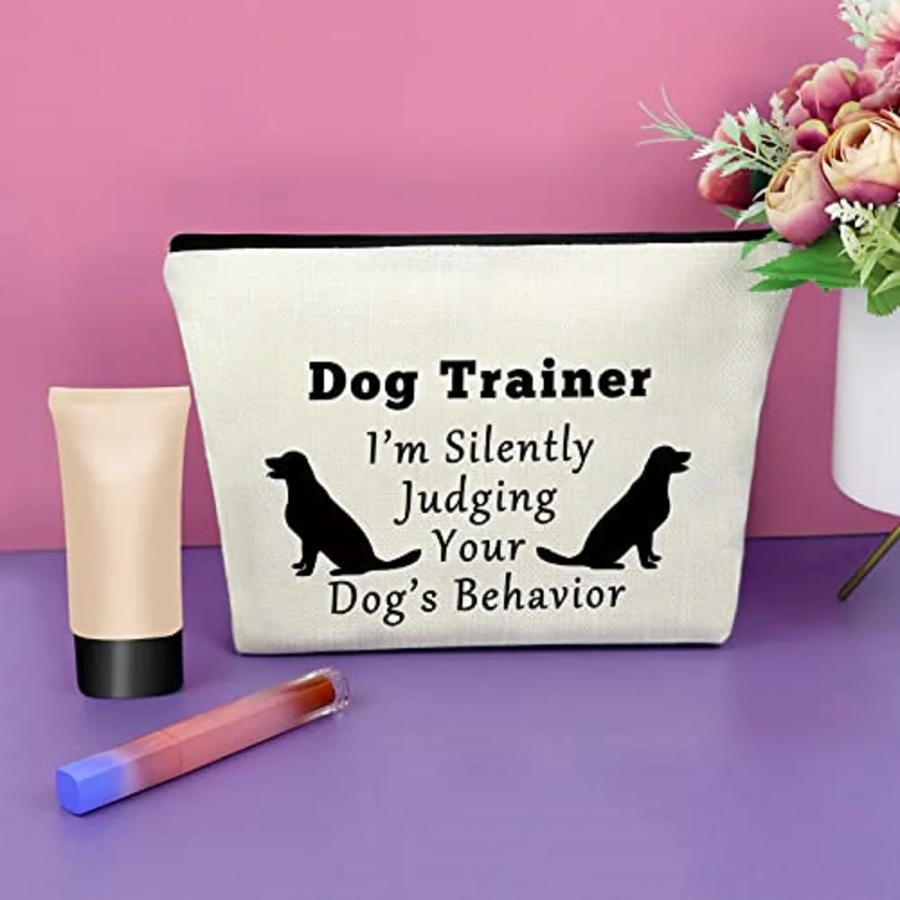 Funny Dog Trainer Quote Makeup Bag Dog Lover Cosmetic Pouch Zipper Travel Toiletry Storage Organizer Bag