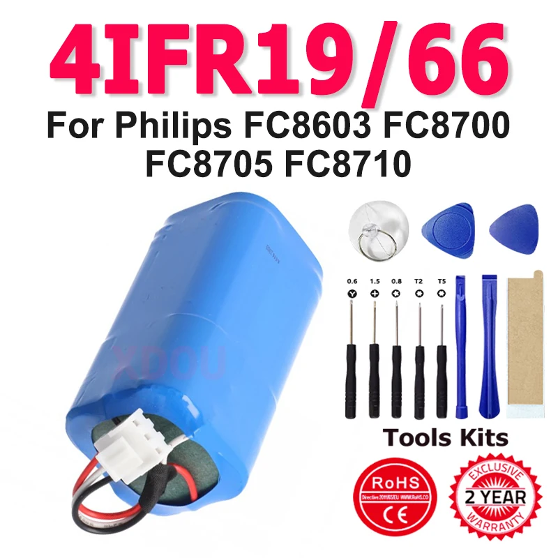 

XDOU 4IFR19/66 Replacement Battery For Philips FC8603 FC8700 FC8705 FC8710 + Free Tools