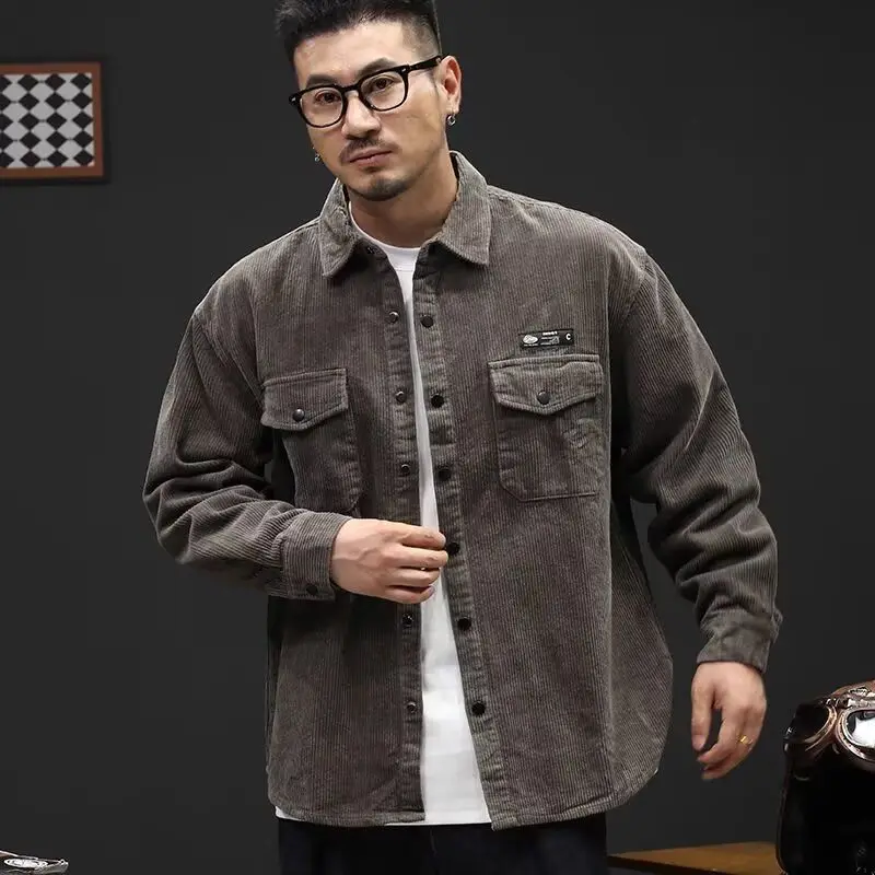 

Loose Casual Men's irt New Design Autumn Faion Versatile Outerwear Stand Fit Long Sve High Elastici Warmth Insula...