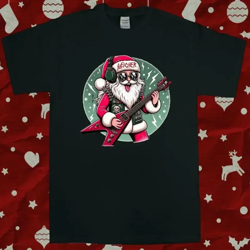 Sleigher Heavy Metal Santa Claus Guitar Player Christmas Unisex T-Shirt