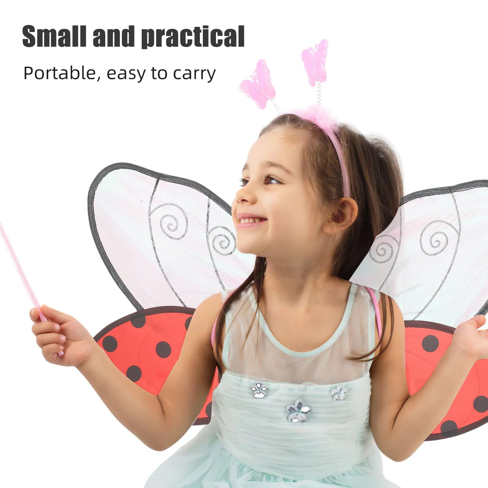 1 ensemble d'ailes de coccinelle, bandeau antenne, accessoires de costume de cosplay pour adultes, fête, carnaval, Halloween, déguisement - Coccinelle