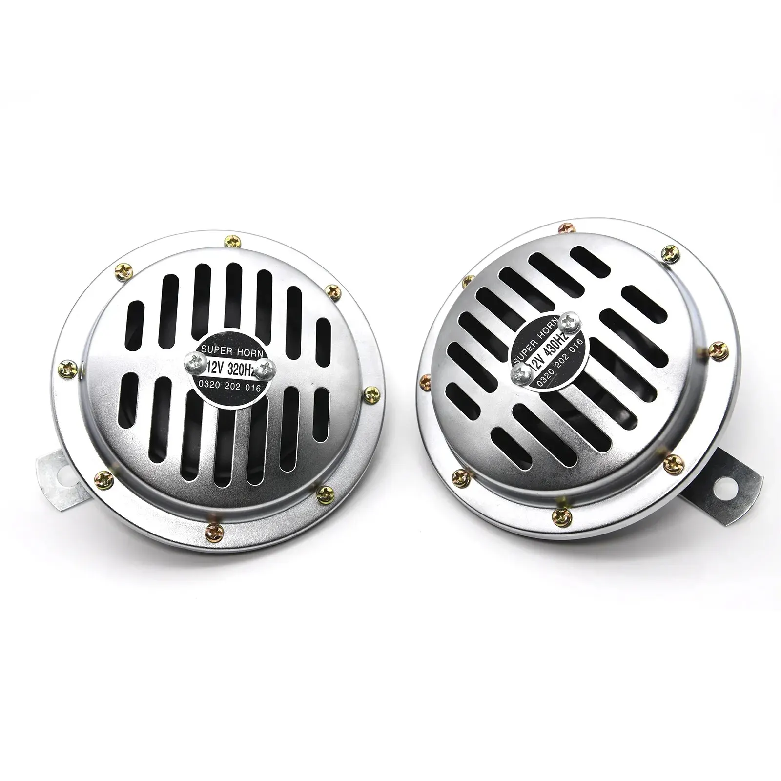 Ad laute Auto Hupe Lautsprecher Motorrad Sirene zweifarbige elektrische Pumpe laute Lufthupe 12V Offroad-Kühlergrill Horn Adapter Silber